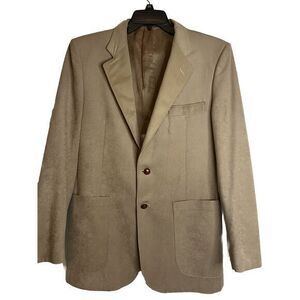 Mens Cashmere Blend Suit Coat 42L JC Penney Action Master Blazer Tan Jacket 42 L